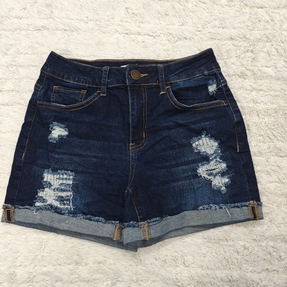Sonoma Distressed Denim Shorts Junior Size 7 Dark‎ Wash Country Western Grunge